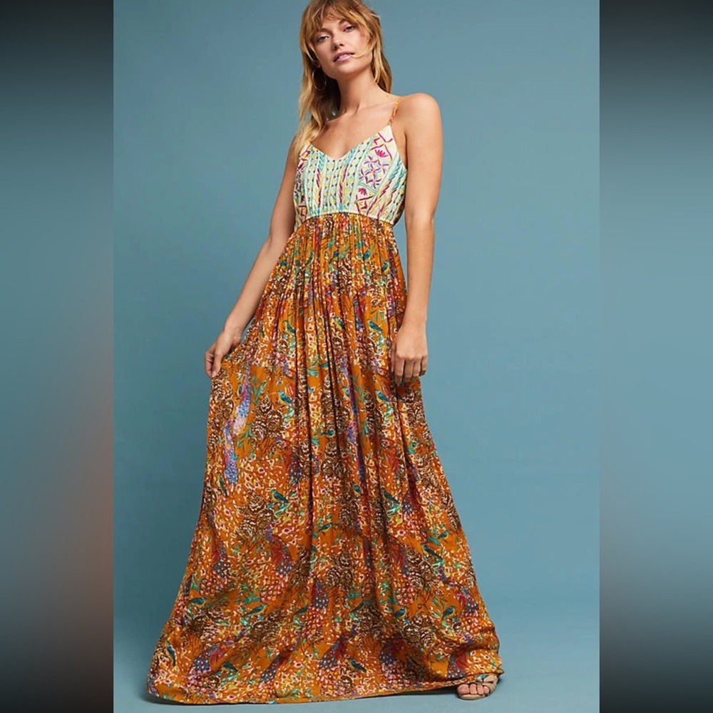 Anthropologie Multicolor Bohemian Maxi Dress